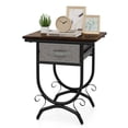 thumbnail image 1 of Rustic Metal Side Table w/ Fabric Drawer - Black &amp; Gray - 19"W x 14"D x 21"H - Perfect Bedside, Coffee, End Table for Living Room, Bedroom, 1 of 9