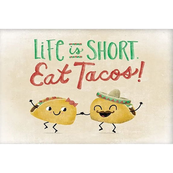 Rustic Metal Signs Life is Short Eat Tacos Tin Sign Chic Art Wall Metal Decorations Funny Iron Plaque Signs Gift for Living Room Office Kitchen 8x6 inch