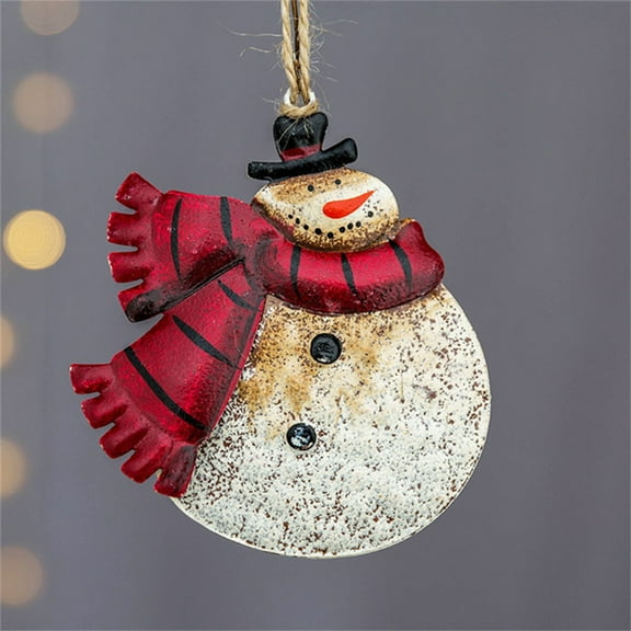 Rustic Metal Snowmen Ornament For Christmas Tree Decoration Snowman Christmas Hanging Ornament Xmas Holiday Decor