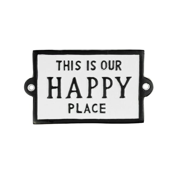 Rustic Metal This Is Our Happy Place White Sign Farmhouse Cabin Wall Plaque Coastal Home Decor