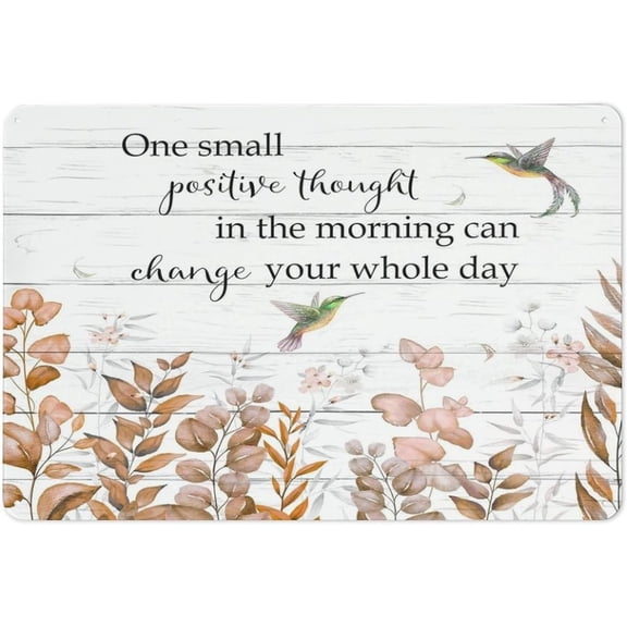Rustic Metal Tin Sign Eucalyptus Inspirational Quote Wall Art With Hummingbird And Fall Leaves Nature Botanical Decor 8x12 Inch For Living Room Bedroom Bathroom Office