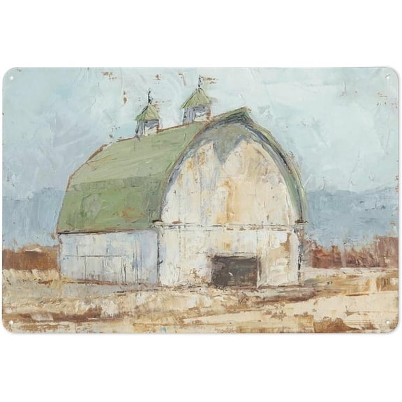 Rustic Metal Tin Sign Farmhouse Barn Wall Art Old Barn Picture Wall Art for Rustic Wall Decor, Abstract Barn Print, Modern Farm Barn Painting for Country Home Wall Decor 8x12 Inch