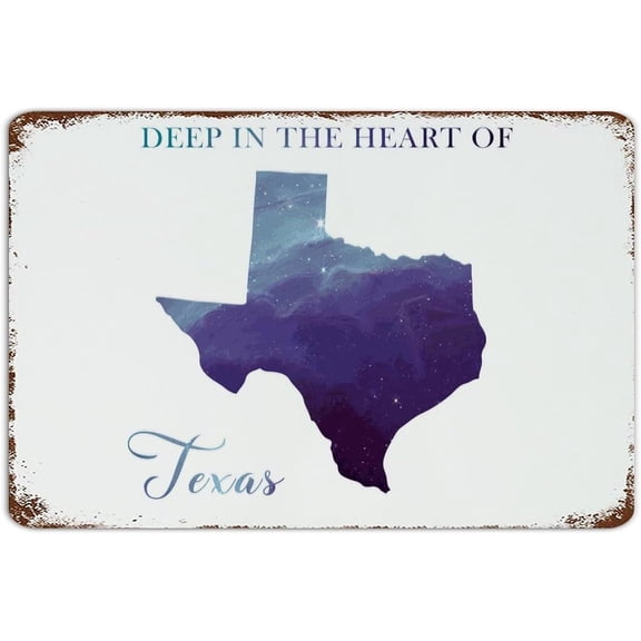 Rustic Metal Tin Sign Galaxy Stars Deep in The Heart of Texas Aluminum Wall Decor for Men Backyard Terrace Dining Room Art Poster 8x12