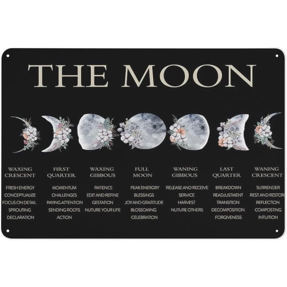 Rustic Metal Tin Sign Motivational Wall Art Moon Waxing Crescent Print Inspirational Diversity Painting Home Living Room Bedroom Porch Wall Decor 8x12 Inch