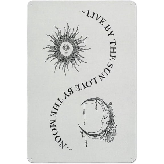 Rustic Metal Tin Sign Sun And Moon Wall Art Live By The Sun Love By The Moon Poster 8x12 Inch Home Decor
