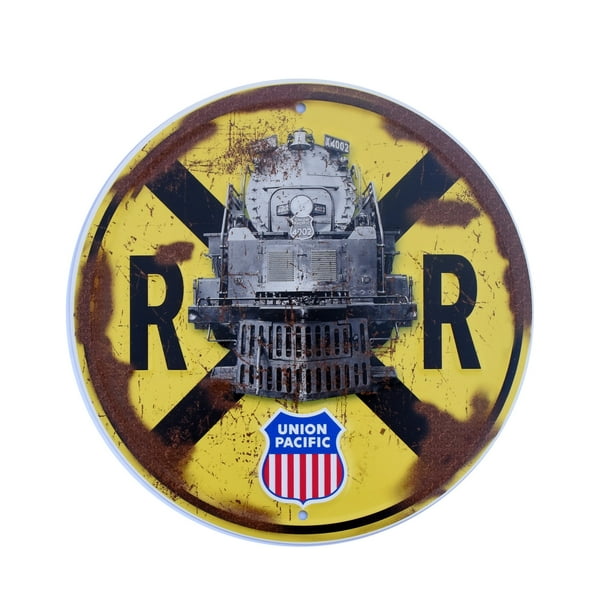 Union Pacific Railroad Crossing Steam Train Sign Rustic RR Wall Art Home Decor Union Pacific Railroad Crossing Steam Train Sign Rustic RR Wall Art Home Decor