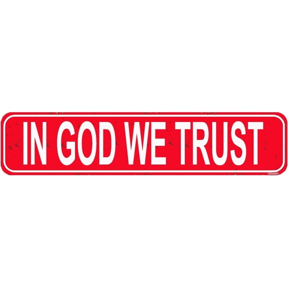 Rustic Metal Wall Sign In God We Trust Vintage Inspirational Christian Patriotic Wall Decor Red 16 x 4 Inch
