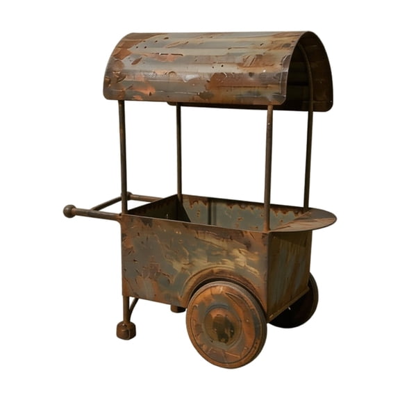 Rustic Metal Wheelbarrow Planter Vintage Iron Flower Cart Decorative Yard Ornament for Outdoor Garden Patio
