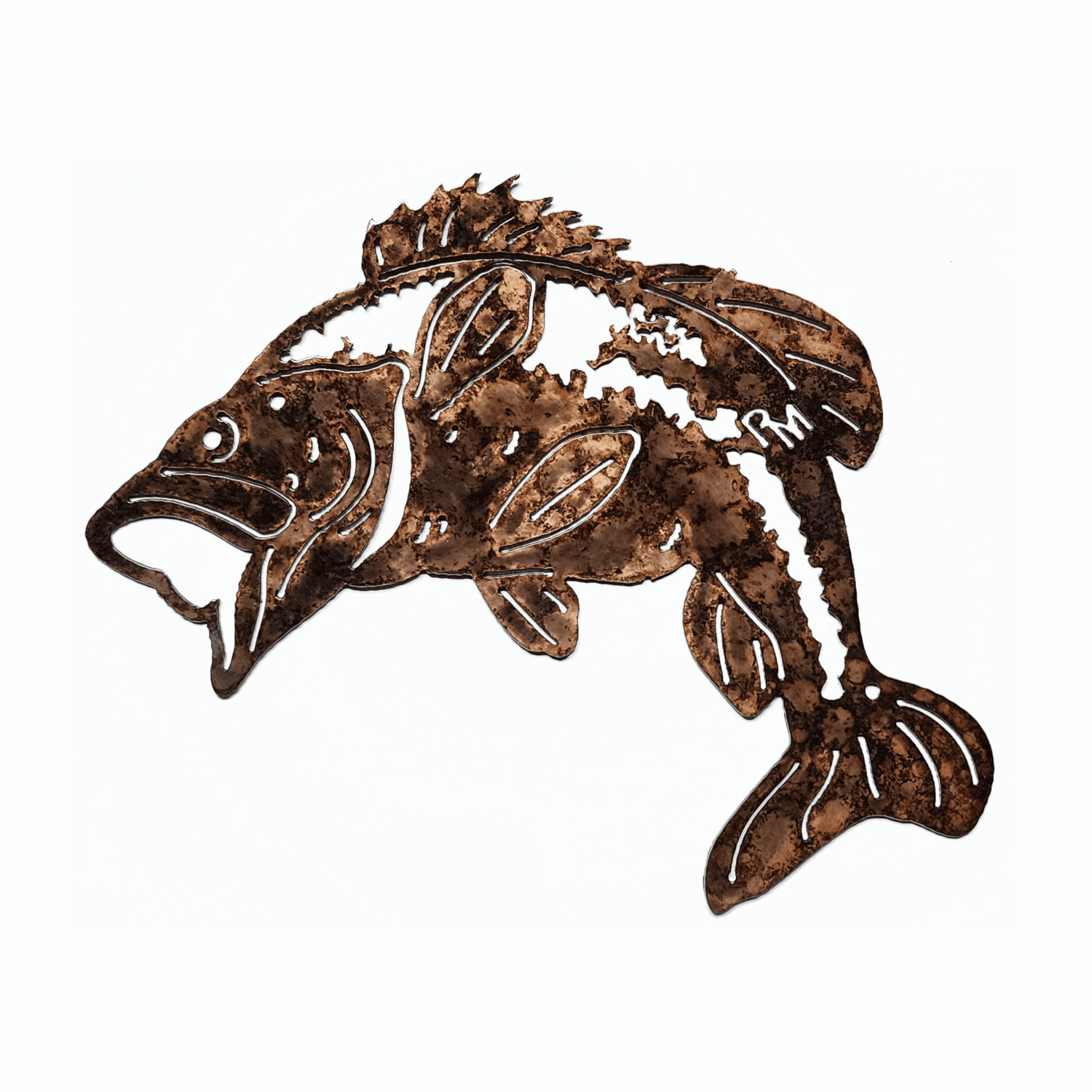 Rustic Metalz Bass Fish Metal Wall Art Copper Patina Fish Wall Decor Vintage Bass Fisher Gift