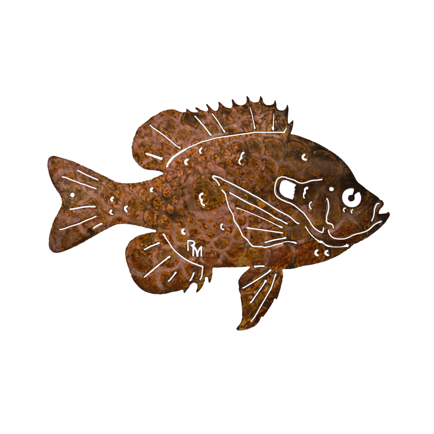 Rustic Metalz Sunfish Metal Wall Art Copper Fish Metal Hanging Rustic Sunfish Wall Decor Vintage