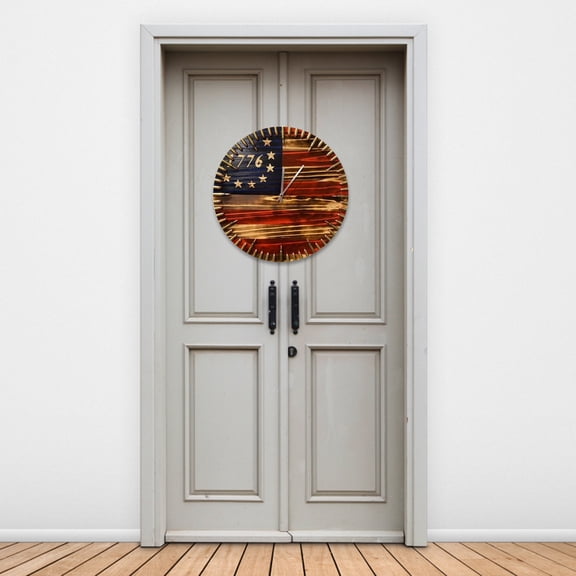 Rustic Military Antique Clock, Wooden Bullet Decor, Analog Decorative Clock for Home and Patriotic Gift, Suitable for Independence Day, 4th of July, Memorial Day, and July Decorations
