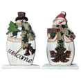 thumbnail image 1 of Rustic Mini Wood Standing Snowman & Santa Claus Figurines Christmas Ornament Tabletop Mantle Centerpiece Decoration Wood Antique Snowmen Santa Happy Christmas Winter Decor 9.75" H, 1 of 7