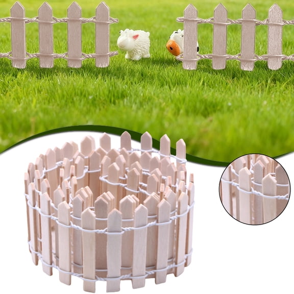 Rustic Mini Wooden Picket Fence, Decorative Edge Fence, Indoor Outdoor Weatherproof Ornament for Fairy Garden, Bonsai and Craft Projects