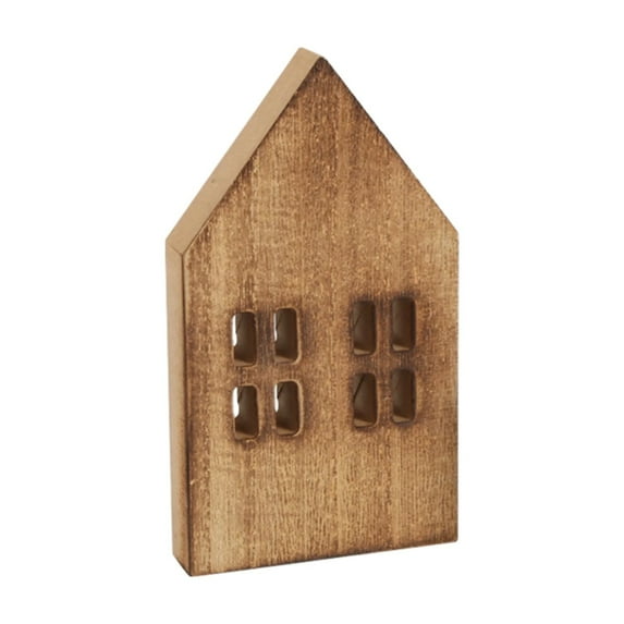 Rustic Miniature Wood House | Christmas Village Decor | Handmade Woodcraft with Good Texture, Collectible Household Ornament