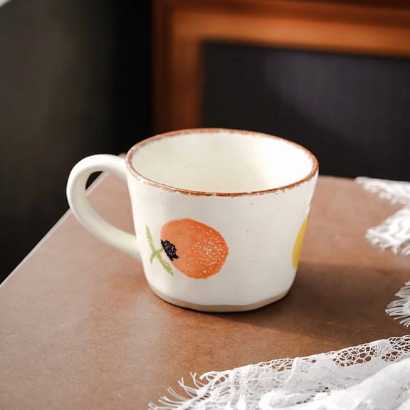 Rustic Hand-Painted Ceramic Coffee Mugs - 400ml Unique Nordic Pottery Cups for Home and Gifts