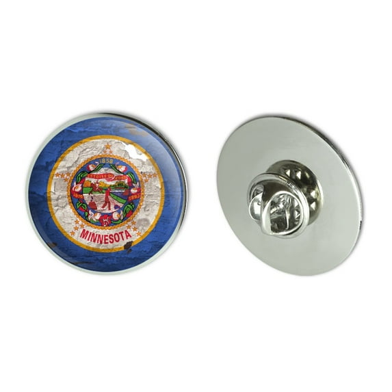 Rustic Minnesota State Flag Distressed USA Metal 1.1" Tie Tack Hat Lapel Pin Pinback