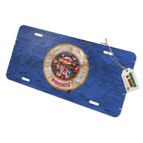 Rustic Minnesota State Flag Distressed USA Novelty Metal Vanity Tag License Plate