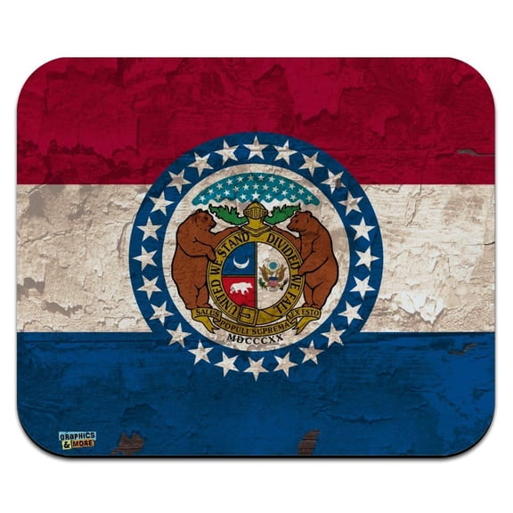 Rustic Missouri State Flag Distressed USA Low Profile Thin Mouse Pad Mousepad