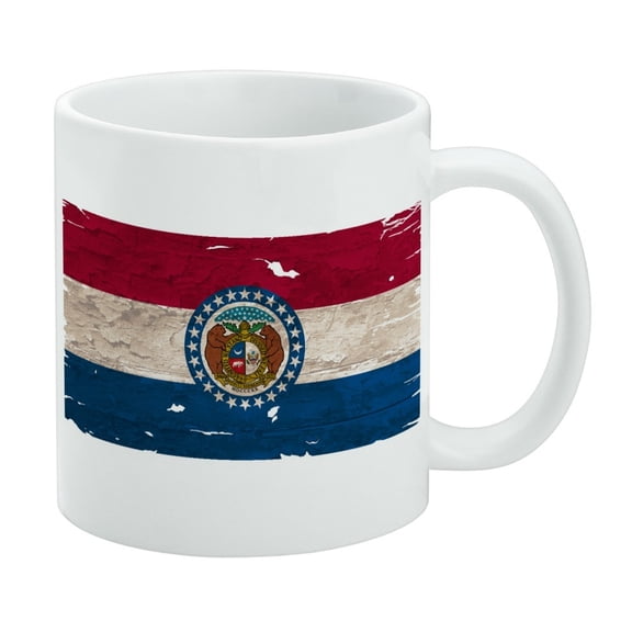 Rustic Missouri State Flag Distressed USA White Mug
