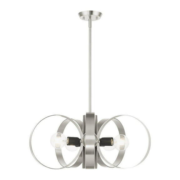 Rustic Modern Farmhouse Six Light Chandelier-Brushed Nickel Finish Bailey Street Home 218-Bel-4363203