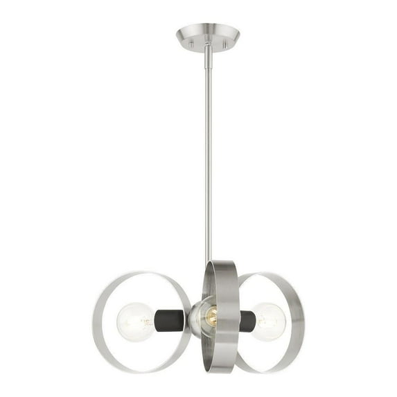 Rustic Modern Farmhouse Three Light Chandelier-Brushed Nickel Finish Bailey Street Home 218-Bel-4363195