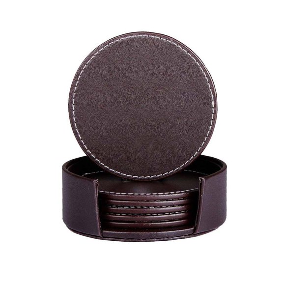 Rustic Modern Leather Coasters, Luxurious Home Dcor For Tabletop Protection, 6 Brown Drink Coasters With Eco-Friendly Moisture Proof Design, Suitable For All Cups And Mugs