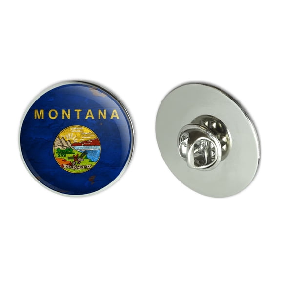 Rustic Montana State Flag Distressed USA Metal 1.1" Tie Tack Hat Lapel Pin Pinback