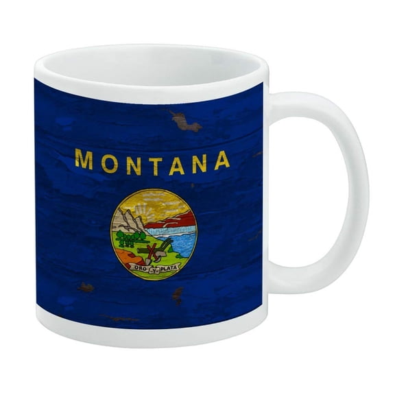 Rustic Montana State Flag Distressed USA White Mug