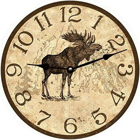 Rustic Moose Clock (10")