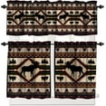 thumbnail image 1 of Rustic Moose Deer Curtain Set, Vintage Cottage Country Style Pine Tree Elk Window Valances and Tier Set for Kitchen Living Room Café Décor, 1 of 4