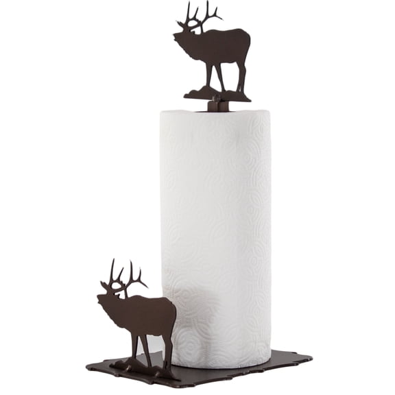 Rustic Moose Paper Towel Holder Wildlife Kitchen Powdercoat Decor, Sturdy Metal Stand