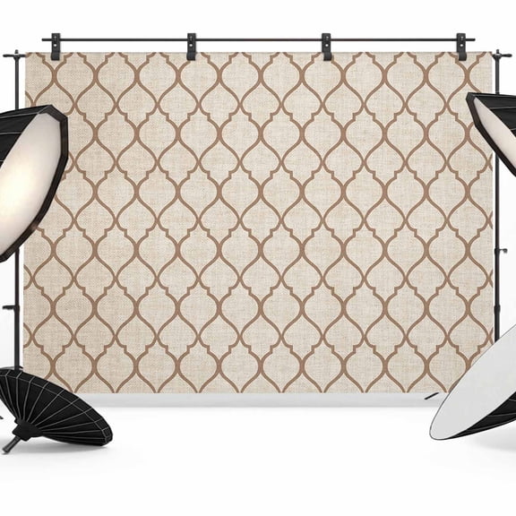 Rustic Moroccan Backdrop for Photography, Geometric Quatrefoil Khaki Lattice Photo Backdrop Portrait Background Party Banner Photo Backgrounds for Studio Booth Props, 8x6ft