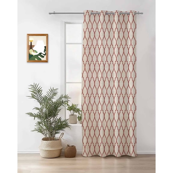 Rustic Moroccan Thermal Insulated Blackout Curtains for Bedroom 84 Length Geometric Quatrefoil Red Lattice Room Darkening Curtain 1 Panel Grommet Window Curtain Drape for Living Room Nursery Room