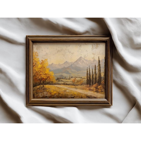 Rustic Mountain Autumn Landscape Wall Art, Stretched Canvas Size 8x12