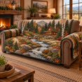 Rustic Fall Thumbnail Rustic Mountain Cabin Quilt Sofa Cover, Fall Forest River Sofa ...