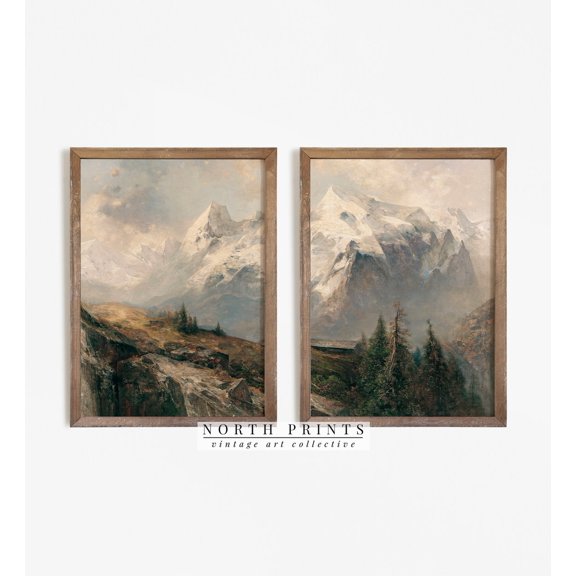 Rustic Mountain Landscape Poster Set Split Panel Art S2-21, Set 2, Poster Only