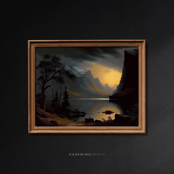 Rustic Mountain Landscape, Vintage Landscape Print, Warm Tone Print, Forest Print, Country, Antique Scenery Print, G UNFRAMED Poster, Wall Art for Decor, Present, 24x36