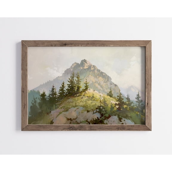 Rustic Mountain Landscape, Vintage Neutral able Wall Decor, Tree , Farmhouse Cabin Decoration Poster Decor, Size 16x24 UNFFRAMED F03.1.8l987