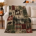 thumbnail image 1 of Rustic Mountain Lodge Collage Of Wildlife Campsite Elements, Rustic Camping Scene, Warm Flannel Blanket for Cabin and Lodge, Outdoor Lovers Camping Gift, Rustic Home Decor, 1 of 9