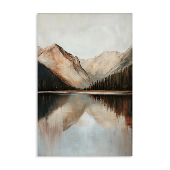 Stupell Industries Rustic Mountain Reflecting Lake Canvas Wall Art, design by Petal Prints Design