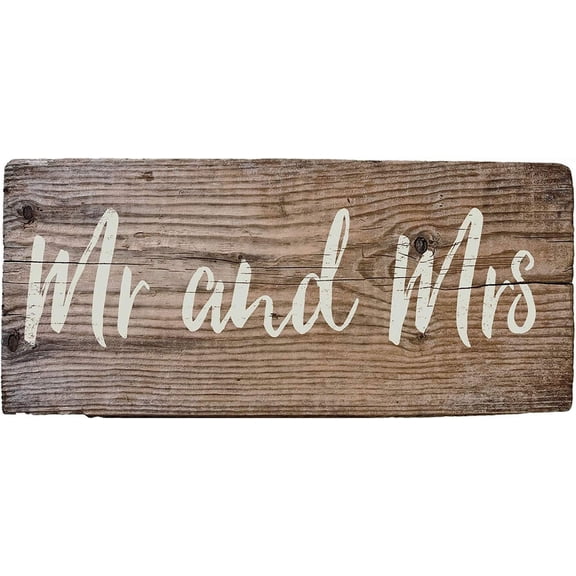 Rustic "Mr & Mrs" Wedding Wooden Boxed Sign (7" X 16" - Plank)