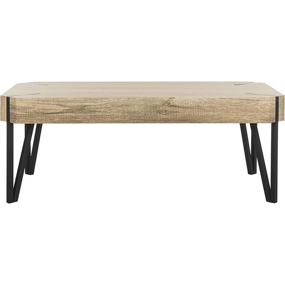 Rustic Multi Brown and Black Glass Leg Coffee Table