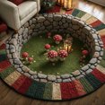 Rustic Mushroom Quilted Round Mat, Forest Mushroom Round Floor Rug ...