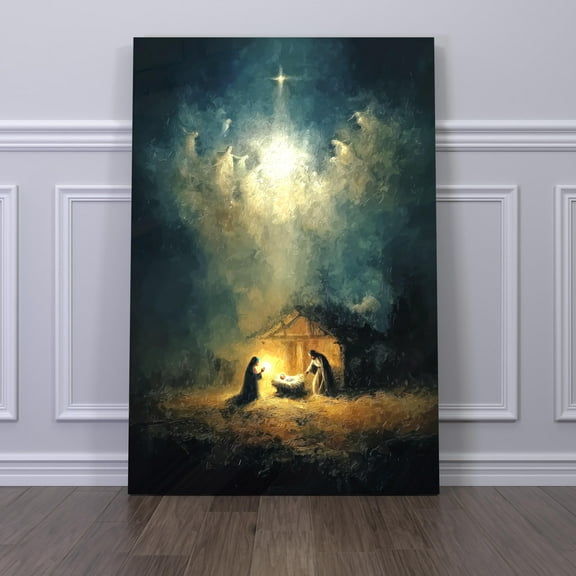 Rustic Nativity Scene Print, Birth Of Jesus, Christian Kristmas Home Decor Warm Present Vintage UNFRAMED Poster Size 8x12