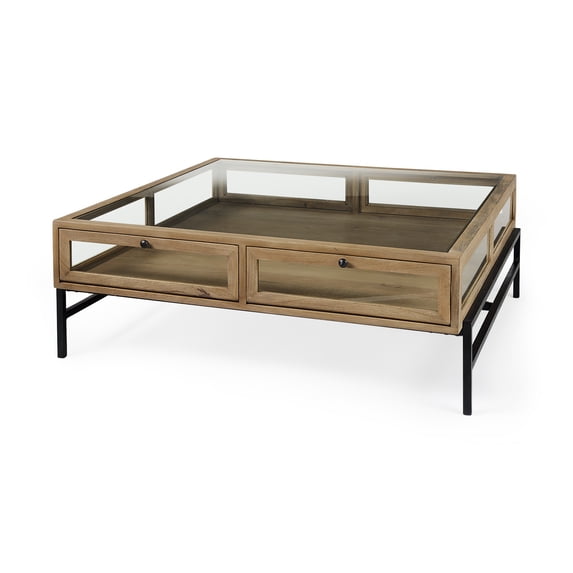 Rustic Natural Brown Shadowbox Coffee Table