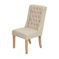 thumbnail image 1 of Rustic Natural Wood Dining Chairs Upholstered with Beige Linen Fabric (Set of 2), 1 of 2