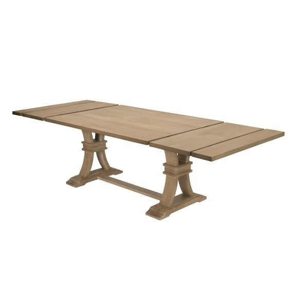 Rustic Natural Wood Extendable Dining Table with Two 16" Removeable Leaves