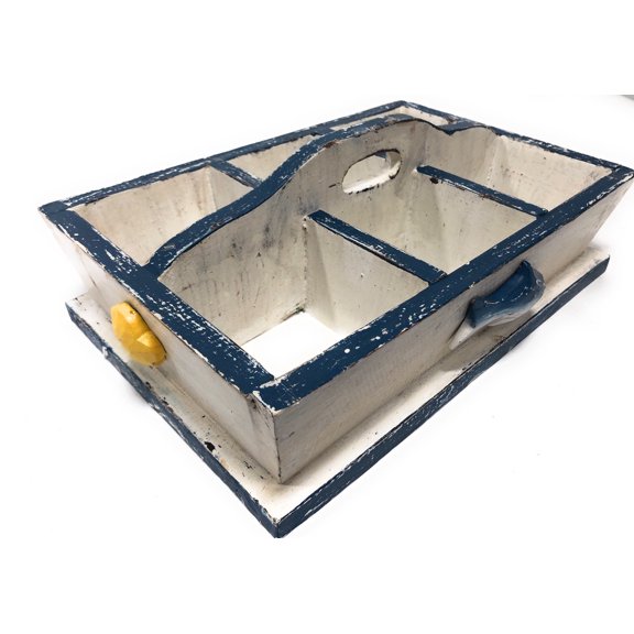 Rustic Nautical Tray w/ 6 Compartments 14" X 9" - Coastal Decor | #ort1703034b