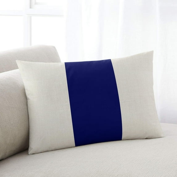 Rustic Navy Blue Throw Pillow Cover,Vintage Striped Farmhouse Burlap Backdrop Rectangle Decorative Pillow Case Protector Soft Cushion Cover Lumbar Pillowcase for Couch Sofa Bedroom Decor 20x36 Inch