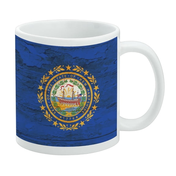 Rustic New Hampshire State Flag Distressed USA White Mug